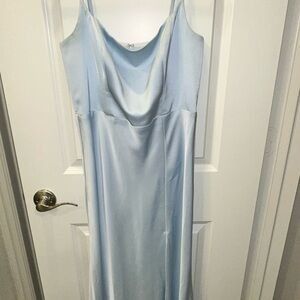 Birdy Grey Mist Blue Matte Satin Gown